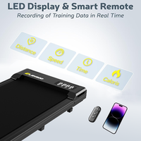 Tapis de marche sans assemblage requis, moteur sans balais, mince, portable, sous le bureau, avec écran LED pour la maison, le bureau et le fitness en intérieur