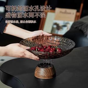 จานผลไม้สีเหลืองอำพัน จานขนมพลาสติกสำหรับห้องนั่งเล่น โต๊ะกาแฟ งานเลี้ยง ชามเสิร์ฟผลไม้อบแห้ง ดีไซน์หรูหรา - Product Image 5