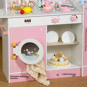 Maison de jeu pour enfants rose ensemble de jouets de <span class=keywords><strong>cuisine</strong></span> Machine à café en bois Simulation et ustensiles de <span class=keywords><strong>cuisine</strong></span> en plastique cadeau d'anniversaire pour les filles - Product Image 4