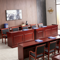 Juego de Mesa y Sillas de Conferencia de Madera Roja, Mesa de Sala de Juntas Ejecutiva para Muebles de Sala de Reuniones de Oficina