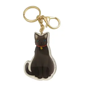 Customized lovely simons cat keychain animal resin acrylic key chain clear epoxy coated keychain