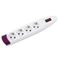 Multiprise 4 voies 4 prises avec interrupteur, coque ignifuge, 16A 220V, 5m, IP20