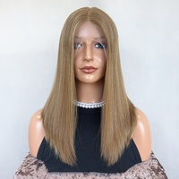 Perruque Sheitel en cheveux humains vierges à cuticules alignées, avec dentelle HD, nœud simple, extrémités épaisses, coupe supérieure, couleur méché, pour petite tête, pour femmes