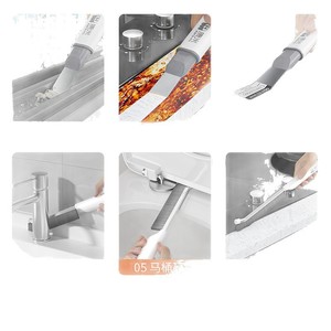 Multi Functional <b>Cleaning</b> <b>Brush</b> 2 In 1 Stainless Steel Scraper Nylon Bristles <b>For</b> Kitchen Window Household Crevice <b>Cleaning</b> - Product Image 2