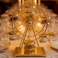 Support à épices créatif en forme de grande roue, ensemble de pots à condiments rotatifs, présentoir à assaisonnements en métal doré pour la décoration de table de buffet d'hôtel