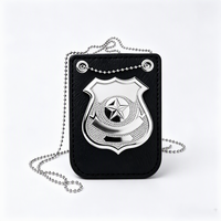 Badge de sécurité personnalisé en métal, badge de service avec support en cuir, plaqué or et argent, badge d'uniforme