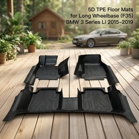 Tapis de sol 3D 5D en TPE pour BMW Série 3 Li F35 2015-2019 320Li 328Li 330Li à empattement long, à rebord profond, toutes saisons, imperméables