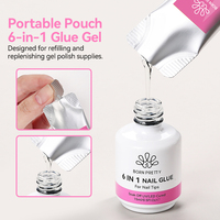 BORN PRETTY Extension Colle à Ongles Pochette Portable 6 en 1 Gel Multifonctionnel Rechargé Paquet Base Gel Soak Off Nail Art Vernis