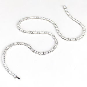 Cadena de Plata de Ley 925 con Cierre Nuevo de 2 mm, Collar de Tenis con Diamantes de Imitación VVS DEF, Corte Redondo, Venta al por Mayor de Fábrica - Product Image 3