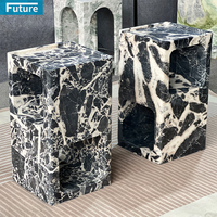 Prix de gros Design moderne de luxe Calacatta marbre noir Table d'appoint basse pour appartements Mansions Meubles de salon