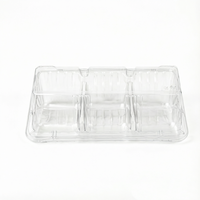 Groothandel Eco-vriendelijke 3-delige transparante PET bakkerijdoos met gescheiden bodemplaat, plastic verpakking voor 3 stuks broodjes