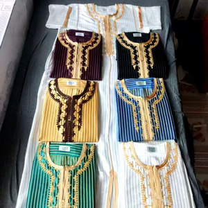 Nouvelle mode CCY : Jubbah arabe brodée à la main, grande taille, pour hommes, en polyester, à manches courtes, Thobe marocain, vente en gros - Product Image 2