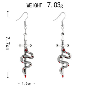 Boucles d'oreilles pendantes <span class=keywords><strong>Serpent</strong></span> avec Épée, style Gothique Glamour, Cerceaux Gothiques, Cadeau, Tendance Sorcière, Déesse, Sombre et Audacieuse - Product Image 5