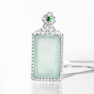 หยกเจไดต์สีน้ำเงินธรรมชาติ หยกหวู่ซื่อไป่ จี้เงินแท้ S925 เครื่องประดับแฟชั่นสำหรับผู้หญิง พร้อมใบรับรอง D644 - Product Image 2