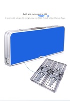 Table de pique-nique pliante portable en aluminium, ensemble rectangulaire pour repas en extérieur avec bancs et trou pour parasol, idéal pour le camping et la plage
