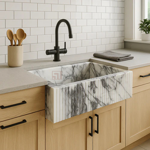 Lavabo de luxe en marbre blanc naturel pour salle de bain et cuisine - Product Image 4