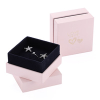 Boîte à bijoux rose écologique YZ Wholesale avec couvercle et base, doublure en éponge et impression bronzée pour l'emballage de bagues et de boucles d'oreilles