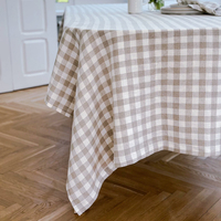 Nappe de table rectangulaire vintage personnalisée en lin français gingham 200 g/m² pour la vente en gros