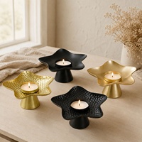 Porte-bougie d'aromathérapie Star, or et noir, décor à pois plats
