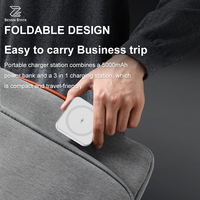Chargeur Portable 3 en 1 Station de Charge 5000mAh Chargeur Portable Power Bank pour Aimant Pliable Batterie Pack Voyage
