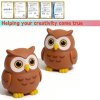Jouets en plastique PVC 3D écologiques personnalisés en forme de hibou, animaux de dessin animé, fabrication sur mesure, conception OEM/ODM, articles promotionnels multifonctions, poupée