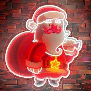 Panneau lumineux néon en acrylique personnalisé avec logo LED UV, Père Noël de haute qualité avec sac cadeau, pour décoration murale, fabriqué en Chine - Product Image 1