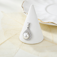 Collier pendentif goutte d'eau en argent sterling S925 avec perle CZ, gravure laser personnalisée, fabricant de bijoux en gros