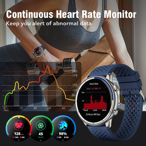 Montre connectée portable avec assistant vocal IA, unisexe, écran AMOLED en silicone, étanche IP68, suivi d'activité, santé, répond aux appels - Product Image 3