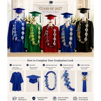 Ensemble de Robe de Remise de Diplôme Mate Personnalisée 2027 avec Cordon d'Honneur et Étole Couronne, Tissu de Drapage Premium en Gros