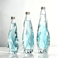 Bouteille d'eau en verre de luxe avec couvercle 330ml 350ml 500ml 750ml 1000ml Bouteilles en verre pour l'eau Bouteille en verre avec logo Forme unique