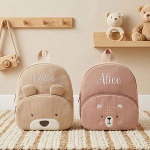 Custom Embroidered Name Toddler Backpack <b>Anime</b> Design Corduroy <b>Plush</b> Casual Large Capacity Personalized Embroidery Gift Back - Product Image 4