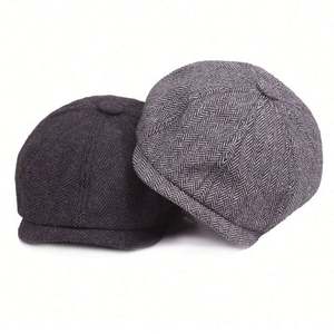 Béret en coton pour homme, style Gatsby euro-américain, casquette de newsboy à chevrons, accessoire décontracté pour le quotidien et l'extérieur - Product Image 3