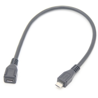 Kabel ekstensi USB mikro OTG kustom B jantan ke B betina PVC/nilon/PTFE kabel ekstensi pengisi daya terisolasi