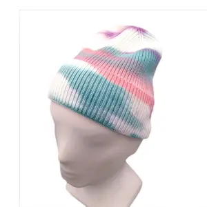 Custom best selling newest fashion in winter Colorful knitted beanies hat tie dye hat matched winter warm beanies personalized