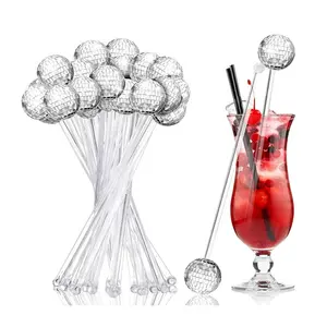 20.5Cm Allerlei Kleuren Crystal Gold Glitter Cocktail Roerder Zilveren Discobal Drink Roerders