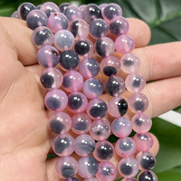 Perles rondes en pierre d'agate naturelle violette de 8mm, 45 pièces, perles rondes en vrac pour la fabrication de bijoux, bracelets, accessoires de collier