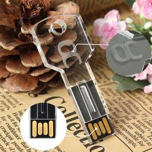 Memoria flash USB 2,0 con forma de llave, logo personalizado, almacenamiento libre de datos, luz LED transparente, 32gb, 64gb - Product Image 3