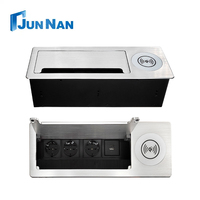 Prise de charge sans fil universelle en aluminium à 3 sorties avec port USB, prise de courant encastrée de bureau avec brosse