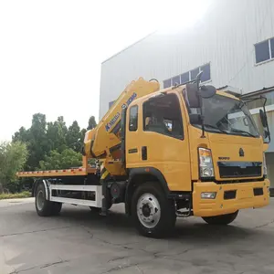 Truck Tow Truck 5 Ton Flatbed Tow Truck 4x2 Howo Tow Wrecker Truck Road Recovery Truck With Crane