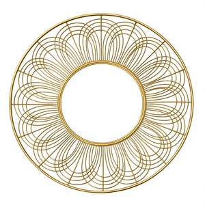 Wall Metal Mirror for Living Room Bedroom Bathroom Gold Antique Leaf <b>Framed</b> Wall Hanging Mirror for Office - Product Image 1