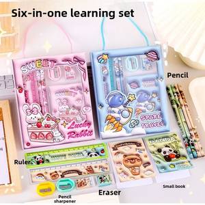 Ensemble de papeterie mignon avec des animaux de dessin animé pour les é<span class=keywords><strong>l</strong></span>èves du primaire et de <span class=keywords><strong>la</strong></span> <span class=keywords><strong>maternelle</strong></span>, 29,5x14 cm, boîte-cadeau portable du Zhejiang - Product Image 3