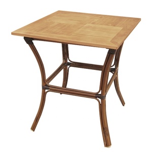 Nâu hiện đại vườn quán cà phê nhà hàng wicker ăn Bộ đồ nội thất ngoài trời Patio Bistro mây bàn gỗ và 4 chỗ ngồi ghế - Product Image 3