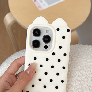 <span class=keywords><strong>Coque</strong></span> de téléphone 3D mignonne avec oreilles de chat et pois pour <span class=keywords><strong>iPhone</strong></span> 17 16 15 14 13 Pro Max, en silicone souple <span class=keywords><strong>antichoc</strong></span>, protection intégrale - Product Image 4