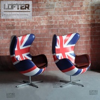 Chaise oeuf vin rouge bar à cigares chaise pivotante unique Union Jack Style britannique rétro personnalisé bureau ordinateur meubles de maison