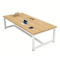 Table de conférence moderne de 47 à 189 pouces de large (4 à 16 pieds) pour 4 à 14 personnes avec structure en acier, idéale pour les immeubles de bureaux