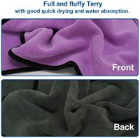 Serviette en molleton de corail en microfibre absorbant à séchage rapide double face 400gsm 600gsm 800gsm pour le lavage de voiture Logo personnalisé pour une utilisation en cuisine