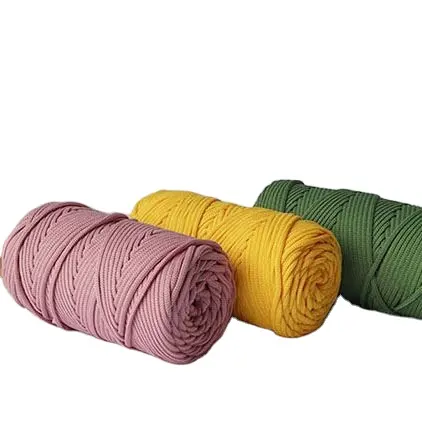 4Mm 3Ply Bông Dây Rắn Màu Rỗng Bông Sợi Bông Dây Thừng Bóng