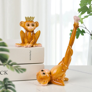Adornos de resina estilo pastoral con diseño de mono de yoga americano para mueble de TV, entrada, mueble para vinos y decoración de animales - Product Image 2