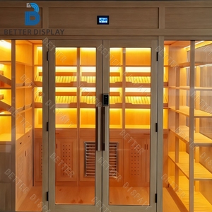 Escaparate de exhibición de tabaco de iluminación de madera maciza de diseño personalizado, suministros de tiendas de humo, escaparate de cigarros de lujo - Product Image 1