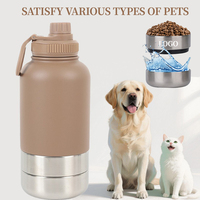 Bouteille d'eau de voyage 3-en-1 automatique anti-fuite en acier inoxydable écologique de 32 oz avec logo personnalisé pour chiens et chats, à paroi simple